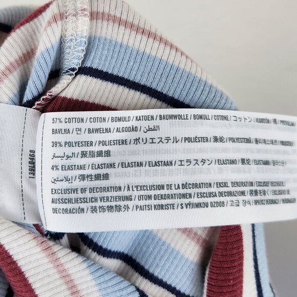 Abercrombie & Fitch Striped Ribbed Elbow Sleeve Tee Red White Blue sz S - Picture 6 of 8